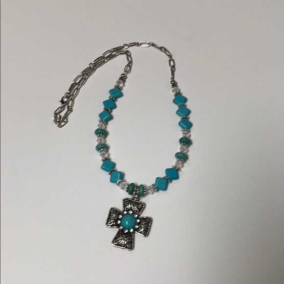 Southwestern Turquoise Cross Necklace - Picture 1 of 5
